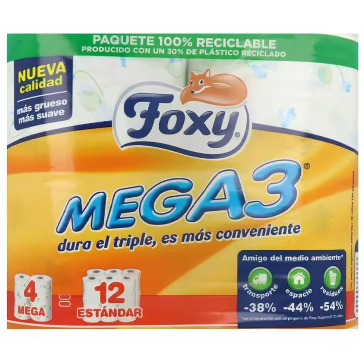 Mega3 Papel Higiénico Triple Duración 4 Rollos - 1