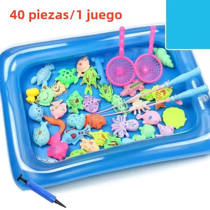 Juguete De Pesca Magnética Inflable Para Niños Piscina De Peces Juego De Colaboración Padre E Hijo Desarrollo De Habilidades Explorativas Multijugador - 1