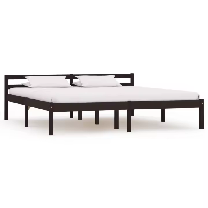 vidaXL Estructura cama sin colchón madera pino marrón oscuro 180x200cm - 1