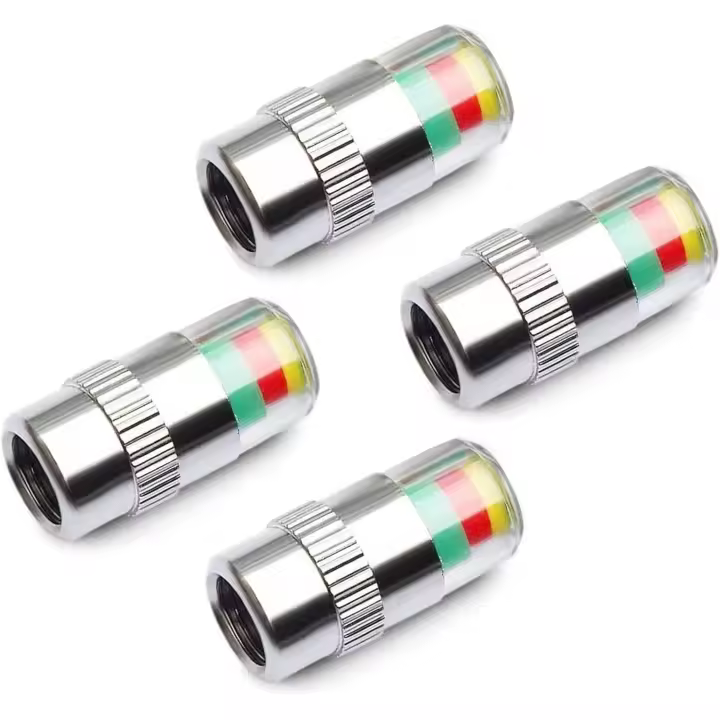 tapones para válvulas de control de presión de neumáticos de coche, 3 colores, tapas para válvulas de aire, cubierta de seguridad de advertencia, indicador de sensor - 1