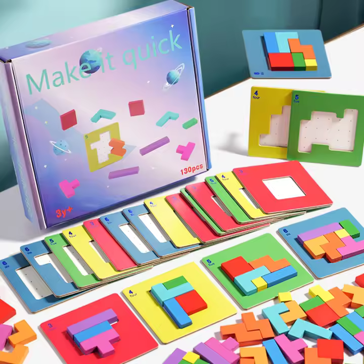 Juego De Mesa Interactivo 3D Puzzle Para Dos Personas Tangram Matemáticos Bloques De Construcción Juego De Enigmas Para Niños - 1