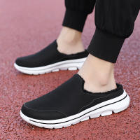 Zapatillas Casuales De Algodón Para Hombre Invierno Cómodas Y Cálidas Zapatillas De Casa Con Piel Media Botas De Nieve Suela EVA Zapatos Planos Suaves Talla Verdadera Para Adultos - details 29