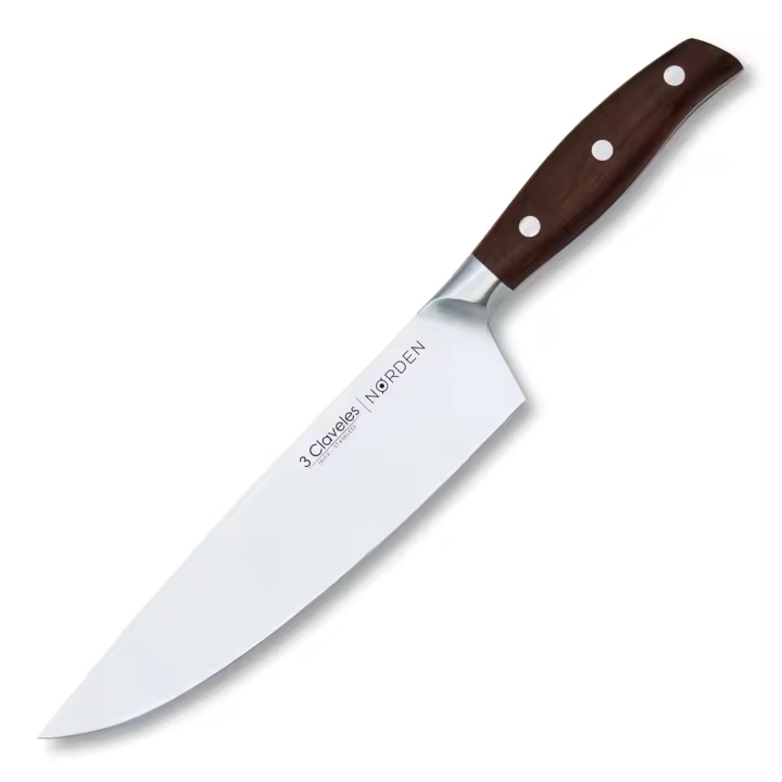 3 Claveles Norden - Cuchillo Cocinero Profesional 20 cm Acero Forjado y Mango de Roble - 1