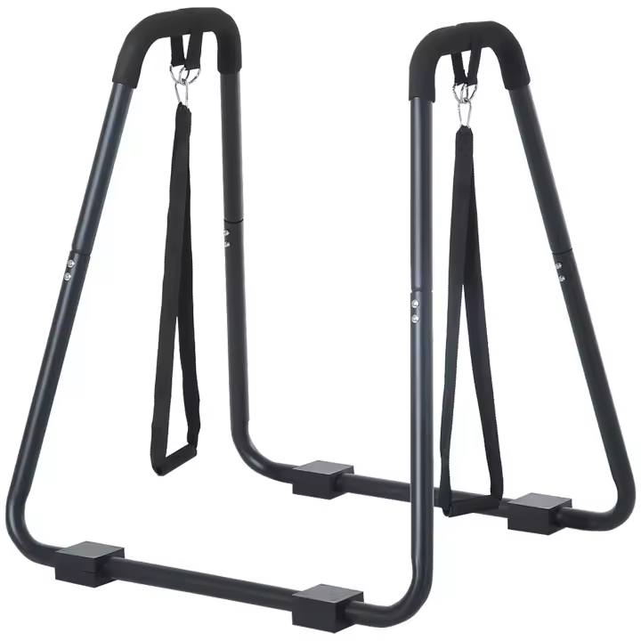 HOMCOM Dipstation Dip Stand Bar Dips con Sling Trainer, Acero, Negro, 90x81x92.5cm - 1