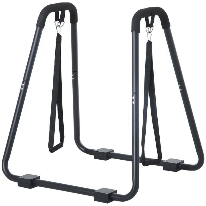 HOMCOM Dipstation Dip Stand Bar Dips con Sling Trainer, Acero, Negro, 90x81x92.5cm - 1