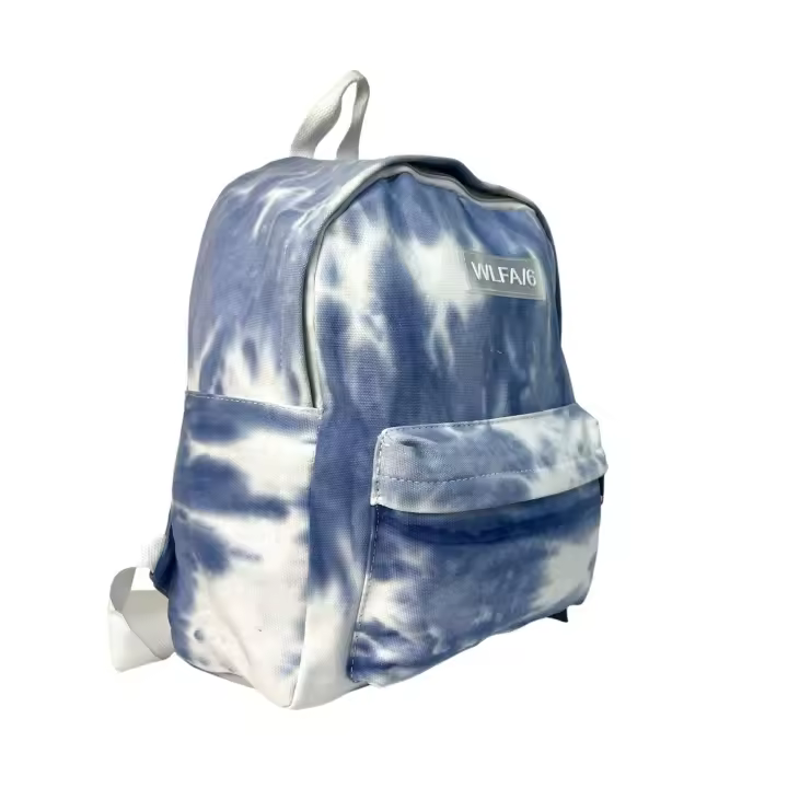 Mochila informal de lona con estilo gráfico teñido anudado.MEJORADA.estampado tie-dye.unisex, Bolsillo trasero antirrobo - 1