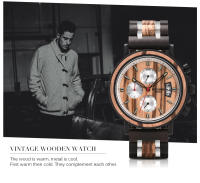 Reloj De Cuarzo Para Hombre BOBO BIRD De Madera Lujo Estilo Militar Con Cronógrafo Y Caja De Madera Relogio Masculino - details 5
