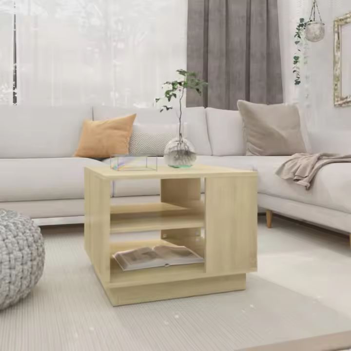vidaXL Mesa de centro madera de ingeniería roble Sonoma 55x55x43 cm - 1