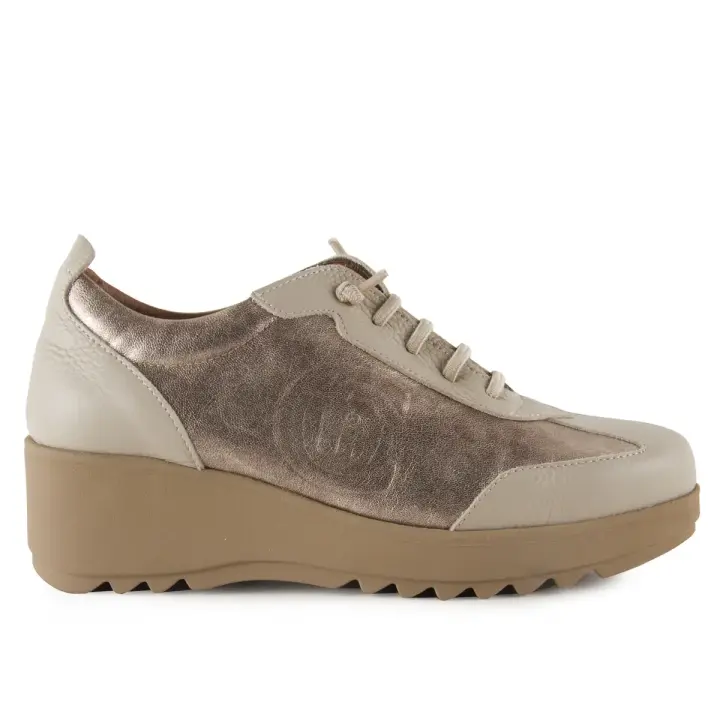 Chamby|Zapatillas piel casual beige|Mujer Piel Microfibra transpirable y termoreguladora Textil, extraible, efecto memoria y antibacteriano - 1