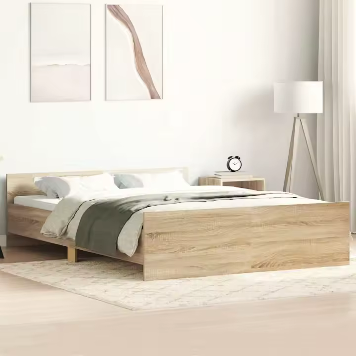 Estructura de cama con cabecero piecero roble Sonoma 140x200 cm - 1