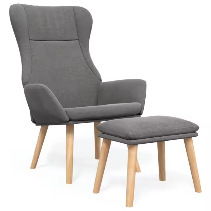 Sillón de relax con taburete tela Gris claro, Gris oscuro, Azul Sillon Dormitorio Sillon Comodos Silla Relax Sillón Sofá - 1