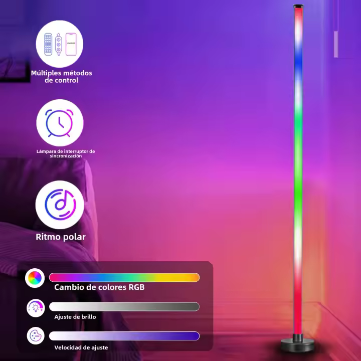 Lámpara De Piso LED 122CM RGB Control Remoto APP Iluminación Ajustable Para Decoración De Sala De Estar Moderna Con Luz Musical - 1