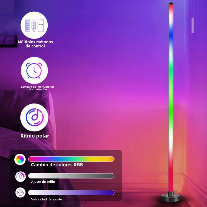 Lámpara De Piso LED 122CM RGB Control Remoto APP Iluminación Ajustable Para Decoración De Sala De Estar Moderna Con Luz Musical - 1