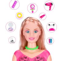 Juguetes de peluquería de muñeca de media longitudinal para niños, modelo de simulación de entrenamiento de Cabello, peluquería y maquillaje, Casa de - details 0