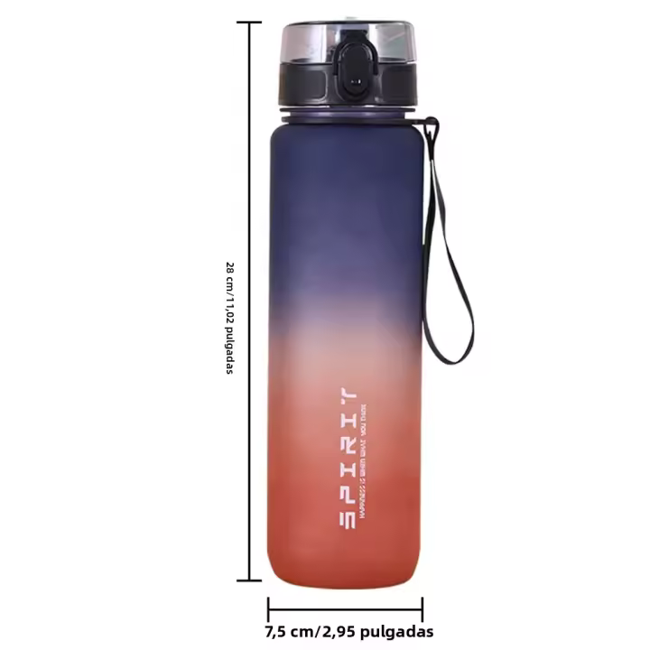 Botella Deportiva De Agua Con Asa 500-1000ml Gradient Frosted Para Gimnasio Deporte Camping Uso Exterior Para Adultos - 1