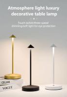 Lámpara De Escritorio LED Táctil Recargable Sin Cable Con Luz Dimmer En 3 Colores Para Decoración De Dormitorio Restaurante Barra - details 0