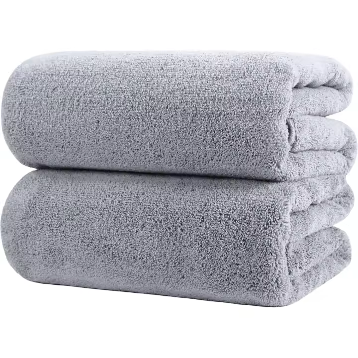 Toalla de Baño de Microfibra anti-Elusa-Secado Sn cm - Pack de 2 (Gris) - 1