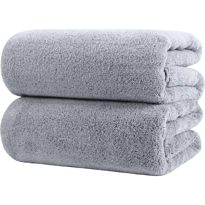 Toalla de Baño de Microfibra anti-Elusa-Secado Sn cm - Pack de 2 (Gris) - 1