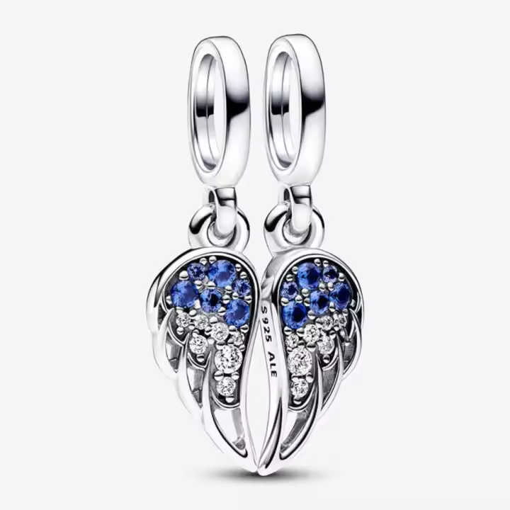 Pandora Charm de Colgante en Plata de Ley Alas de ángel brillantes y divisibles，Incluye Caja Original - 1