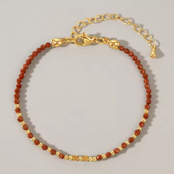 Pulsera Bohemia De Piedra Preciosa Semi-preciosa Y Hierro Con Cuentas Cuadradas De 2mm Y Cobre Estilo Diario Para Juntar Joyería Bonita - 1
