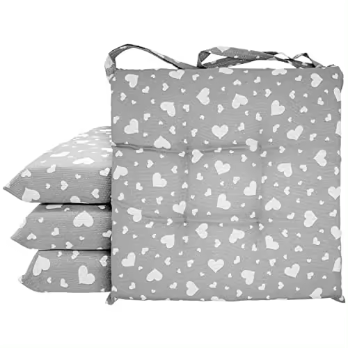 NQT Pack 4 Cojines para Silla Usos Interior y Exterior 40x40x5cm - Cojin de Asiento Decorativo Funda de Algodón + Poliéster y Relleno de Fibra Hueca Lavable Cómodos Acolchados - 1