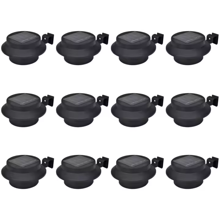 vidaXL Lámparas solares para valla exterior 12 uds LED negro - 1
