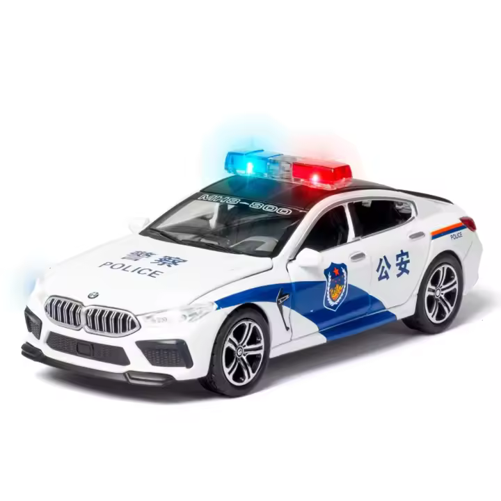 Coche De Policía M8 a Escala 1:32 Juguetes De Metal Diecast Con Función Retroceso Abre Puertas Regalo Para Niños Colección Vehículo Simulación 110 - 1