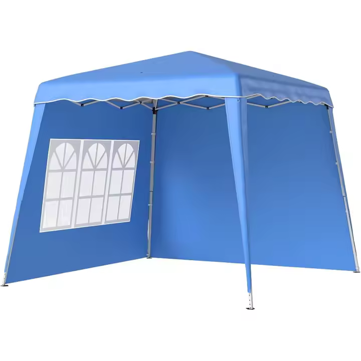 Carpa Plegable Pop-up 3x3 m Cenador Pabellón de Jardín con 2 Paredes Laterales Altura Ajustable y Bolsa de Transporte Protección UV50+ Impermeable Gazebo para Camping Fiestas Exterior Azul - 1