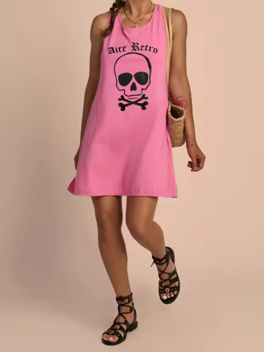 Aire retro Marcas Mujer Ropa Vestidos y monos  Vestido skater - Aire Retro - Calavera rosa - 1