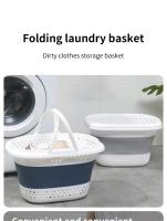 Cesta De Ropa De Plástico Plegable Gran Tamaño Para Baño Cesta De Almacenamiento Para Ropa Sucia De Hogar Con Pop up - details 0