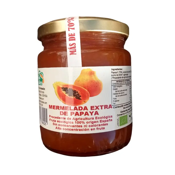 Saynatur, MERMELADA de PAPAYA, más de 70% fruta, 275 gr., ECOLÓGICA, SIN GLUTEN, Libre de ANTÍGENOS. - 1