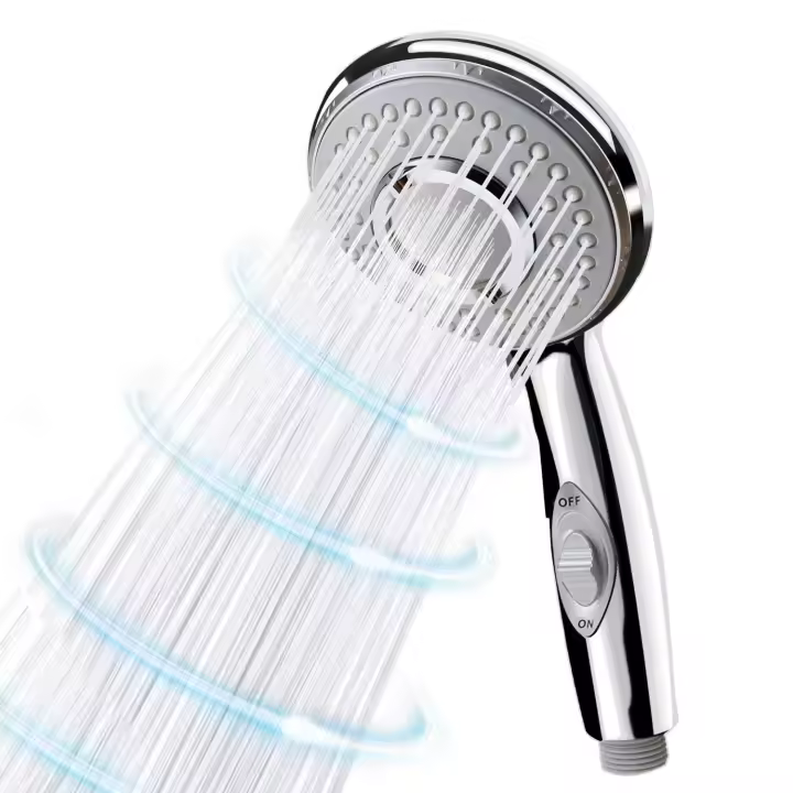 Alcachofa de ducha + manguera de ducha flexible de 1,5 m, alcachofa de ducha con manguera, 5 modos de ahorro de agua y botón de interruptor, alcachofa de ducha de mano de acero inoxidable de alta presión 1 pieza - 1