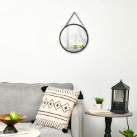 HOMCOM Espejo Decorativo de Pared 30x30 cm Espejo Redondo de Metal con Cuerda para Salón Dormitorio Entrada Estilo Moderno Blanco - details 4