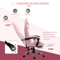 Vinsetto Silla Gaming Reclinable Silla Gamer Giratoria con Reposacabezas Reposapiés Cojín Lumbar Altura Ajustable para Oficina Estudio 64x67x119-127 cm Rosa - details 4