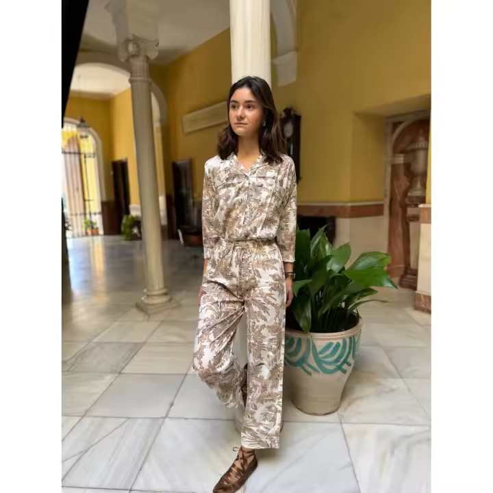 "Pijama de algodón 100%  – Estampado artesanal de India con tintes naturales – Ropa de dormir cómoda para mujer - 1