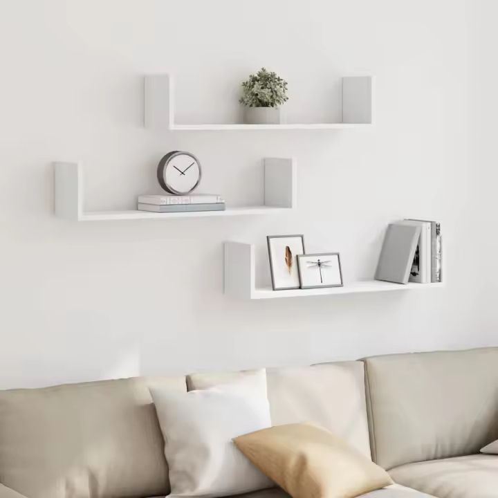 Estantes de pared 2 uds madera ingeniería blanca 80x18x18 cm - 1