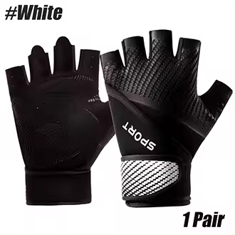 Guantes de Entrenamiento de Media Dedo para Levantamiento de Pesas con Abalorio para Muñeca Ideal para Gimnasio, Deportes, Ciclismo, Motocicleta - 1