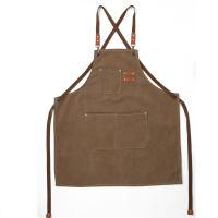 Bata De Trabajo De Lona Gruesa Para Cocina Café Peluquería Carpintero Trabajador De Jardín Con Correa De Denim Y Algodón - details 4