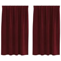 Cortinas Opacas vidaXL con Cinta Superior 2 pcs Burdeos Terciopelo - details 1