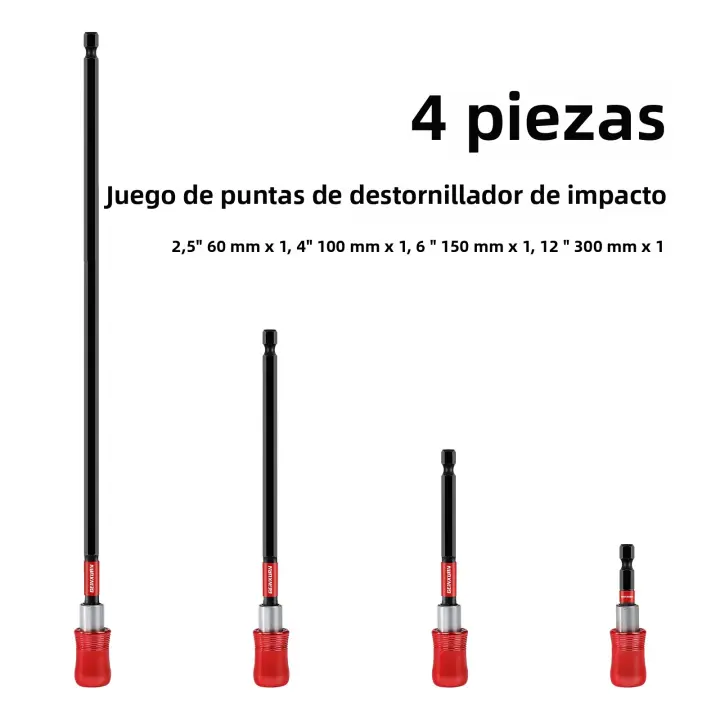 Geinxurn Soporte De Broca De Impacto Magnético Para Destornillador Tamaño 2.5''/4''/6''/12'' Soporte De Broca Con Cambio Rápido - 1