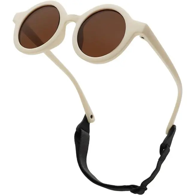 Gafas de Sol para Bebés de 0 a 24 Més con Correa Polarizadas Lindas Redondas Recién Nacidos Niños Pequeños - 1