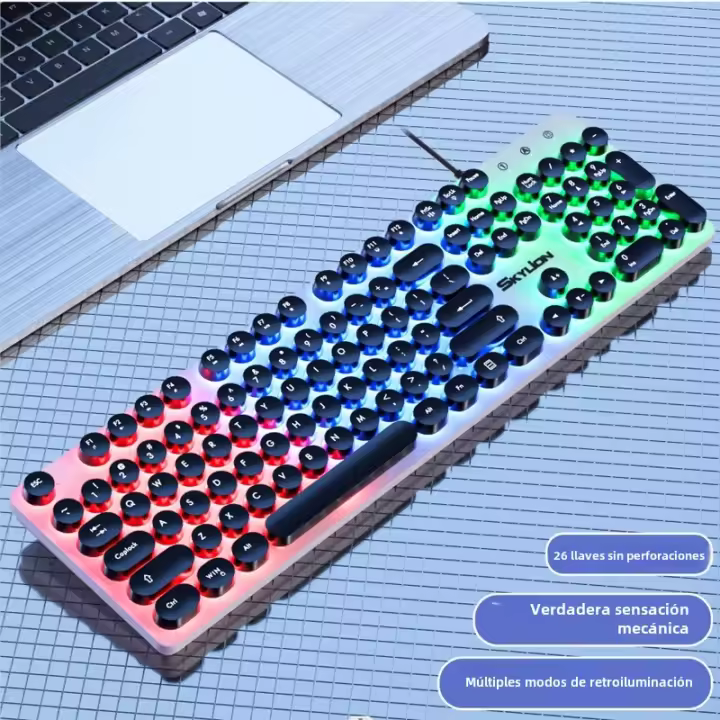Teclado Membránico H300 Con 104 Teclas Y Cable Multicolor Para Juegos Y Oficina Compatible Con Windows E IOS Diseño Estándar - 1