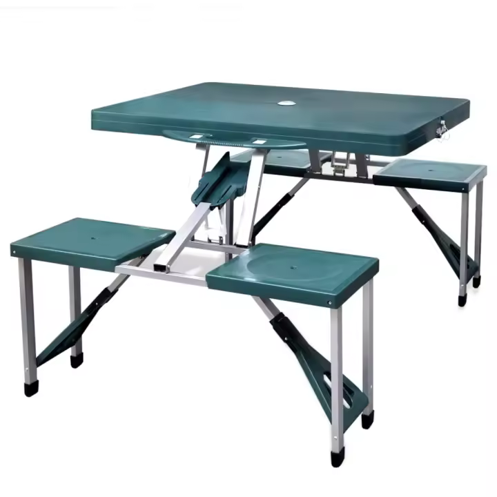vidaXL Set Plegable Camping Picnic Mesa 4 Taburetes Asientos Jardín Cocina Patio Color Gris claro,  Verde claro, y mas - 1