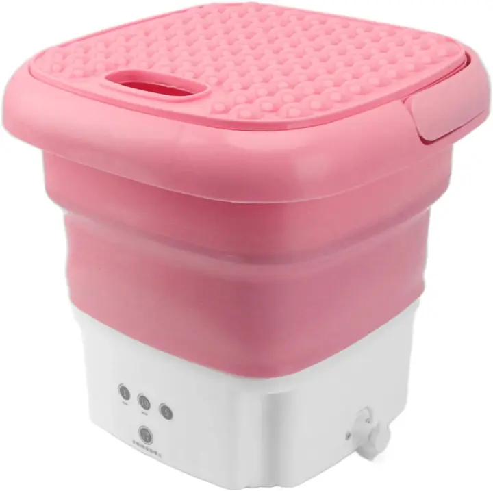 Mini Lavadora portátil con motor de Alta velocidad para acampar y viajar en dormitorios y Apartamentos Universitarios. Rosa - 1