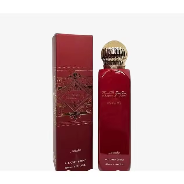 Spray all over Badee Al Oud Sublime Lattafa 150ml,Bruma femenina para el cuerpo y el pelo femenina, dulce, fresca, Spray corporal y de cabello Nuevo formato de Lattafa NOVEDAD - 1