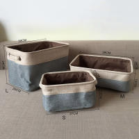 Cesta De Almacenamiento De Lino Y Algodón Sin Funda Caja De Doble Capa De Lona Para Ropa Juguetes Y Coches Rojo Vino Tamaño Grande 3 Tamaños - details 0