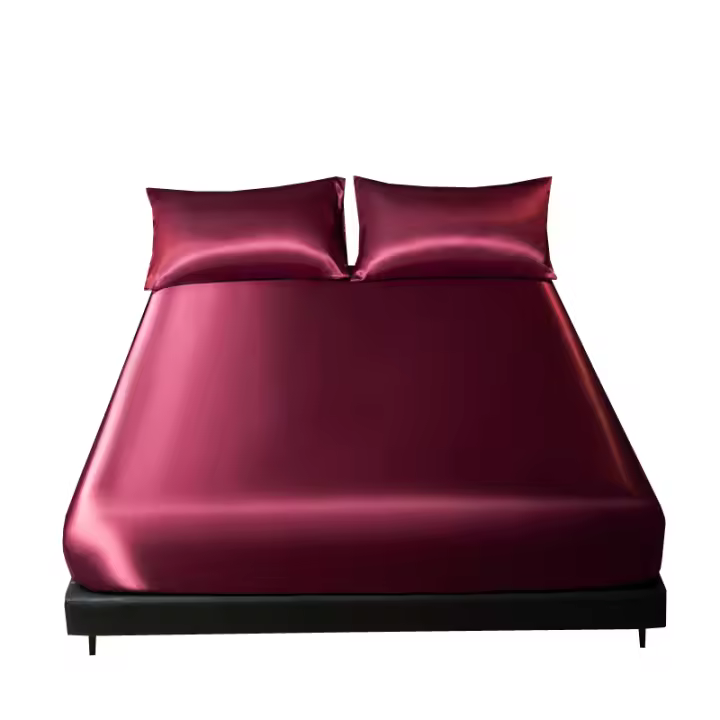 Sábana De Seda Helada De Color Sólido Talla Twin Full Queen Con Banda Elástica Natural Sin Funda De Almohada Material Poliéster 300TC - 1