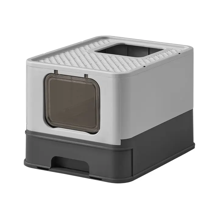 Feandrea Arenero para Gatos, Caja Arena con Bandeja Extraíble, Pala, Cepillo, Espacioso para Gatos Grandes, Carga de 15 kg, Antifiltración, Antiescapes, Gris Carbón y Gris Paloma/Avena y Gris Cálido/Azul Pálido y Gris Paloma/Antiescapes, Beige y Negro - 1