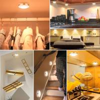 Luz LED Inalámbrica Nocturna, 6PCS, 5 Perlas, Lámpara Blanca Cálida Adhesiva a Batería con 2 Control Remoto, para Vitrina, Armario, Pasillo, Armario, Cocina - details 0