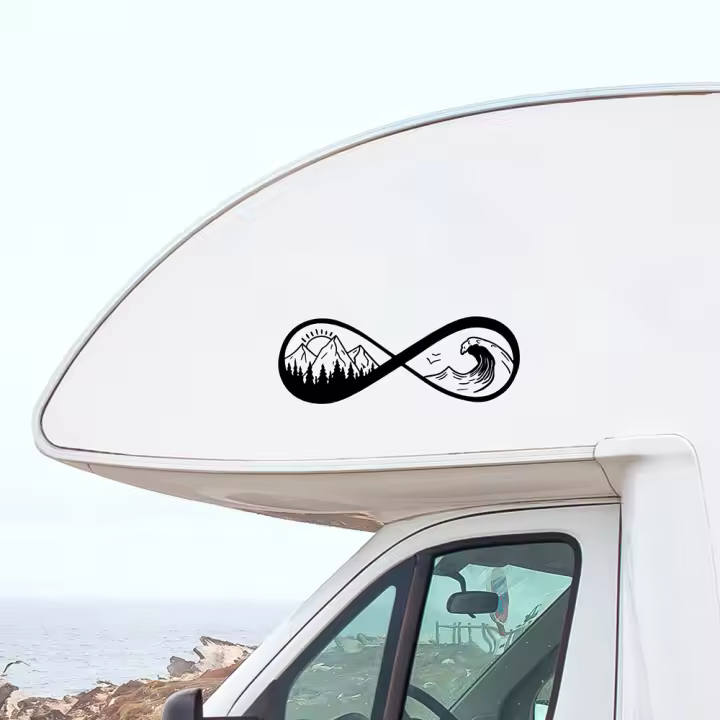 Pegatina De Parachoques Montañas Bosque Y Mar Decoración Para Coche Caravana Camper Vinilo Accesorios Partes Whole Body Placement - 1